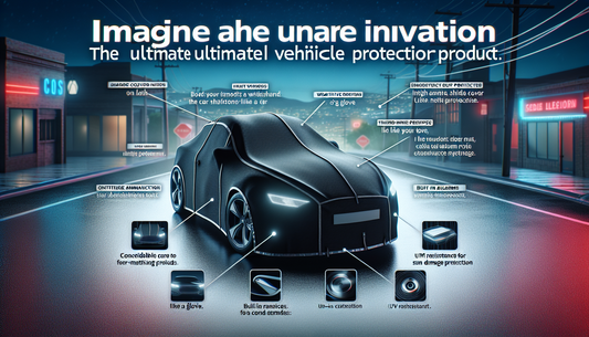 Imagine a unique innovation dubbed as the 'Car Hoodie'. This innovation is the ultimate vehicle protection product, designed like a hoodie. However, instead of cloth and fabric, it's made of highly du