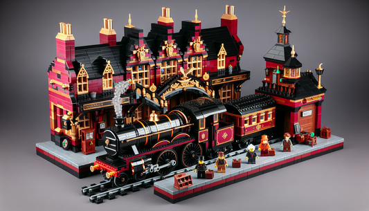 A detailed review of a magical construction brick set meant to resemble a famous express train from a beloved fantasy universe. The set includes a steam locomotive with a coal car, a passenger car, a