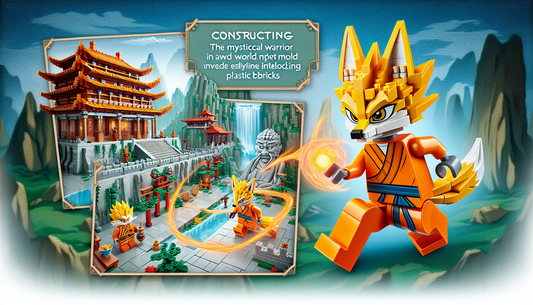 Constructing the adventures of a mystical warrior in a world made entirely from interlocking plastic bricks. This mystical warrior, with spiky yellow hair, dressed in an orange jumpsuit, is skilled in