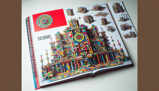 A colorful and intricate display of a classic building block set, numbered 10300. The set is a mix of rectangular and square blocks in vibrant shades of red, blue, yellow, and green. These blocks are