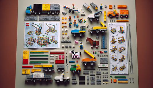 Detailed image reflecting the contents and components of a generic toy construction set similar to LEGO number 60305. It should include various interlocking plastic bricks of different colors and size