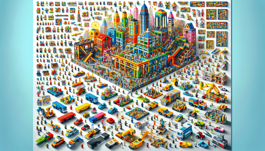 An extensive illustration of the captivating world of construction block toys, focusing on the 18th series. The image features an array of vibrant, colorful building blocks, assembled and disassembled