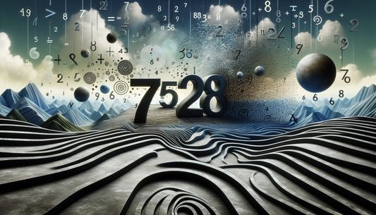 Visual interpretation of the number 75288 exploring its significance in a multi-dimensional setting. Uneven ridges and pathways could represent the constant change and variance in the numerical univer