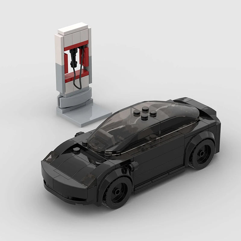 Electric Model 3 Style Sedan with Charging Station