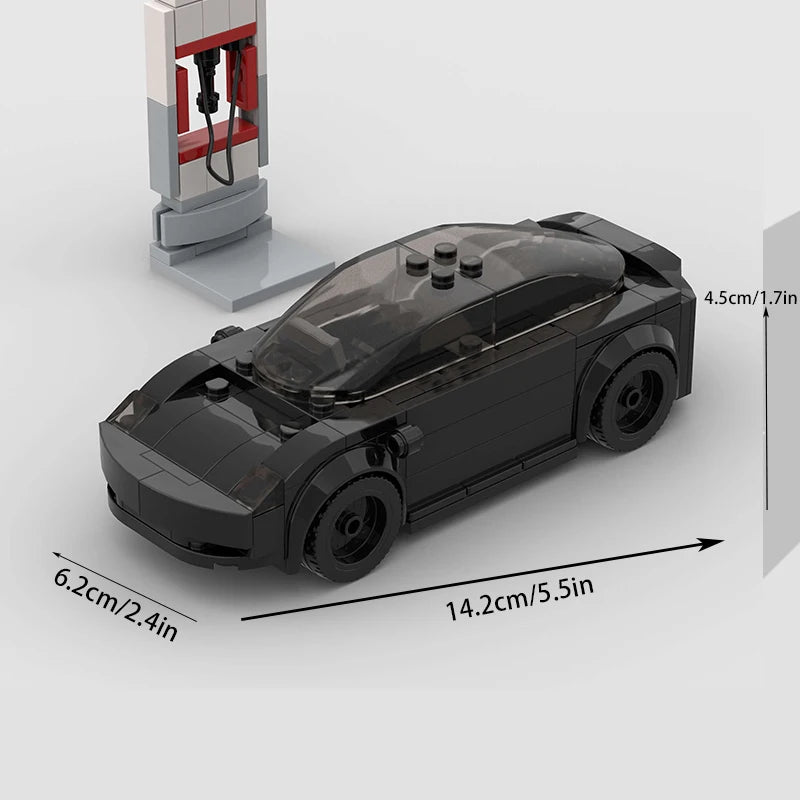 Electric Model 3 Style Sedan with Charging Station