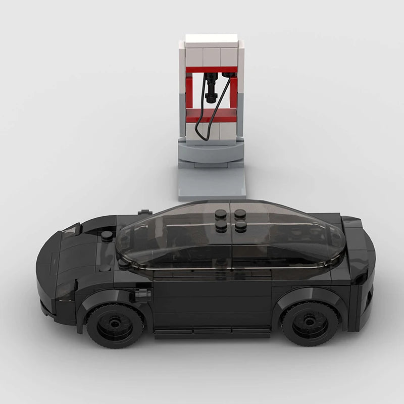 Electric Model 3 Style Sedan with Charging Station