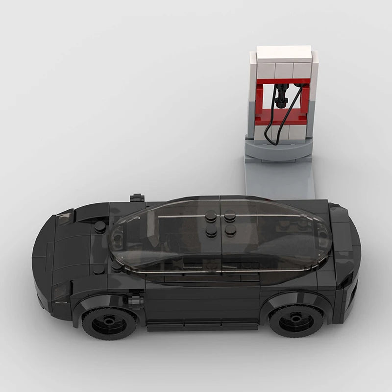 Electric Model 3 Style Sedan with Charging Station